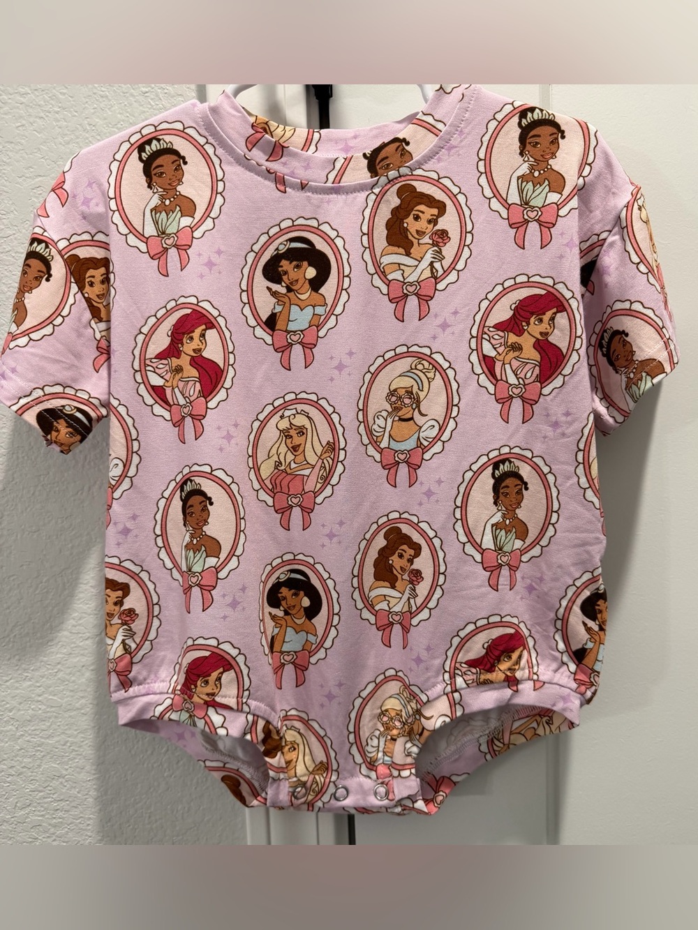 Disney Princess Boutique Light Purple  Princess Print Snap Bodysuit Romper 18-24